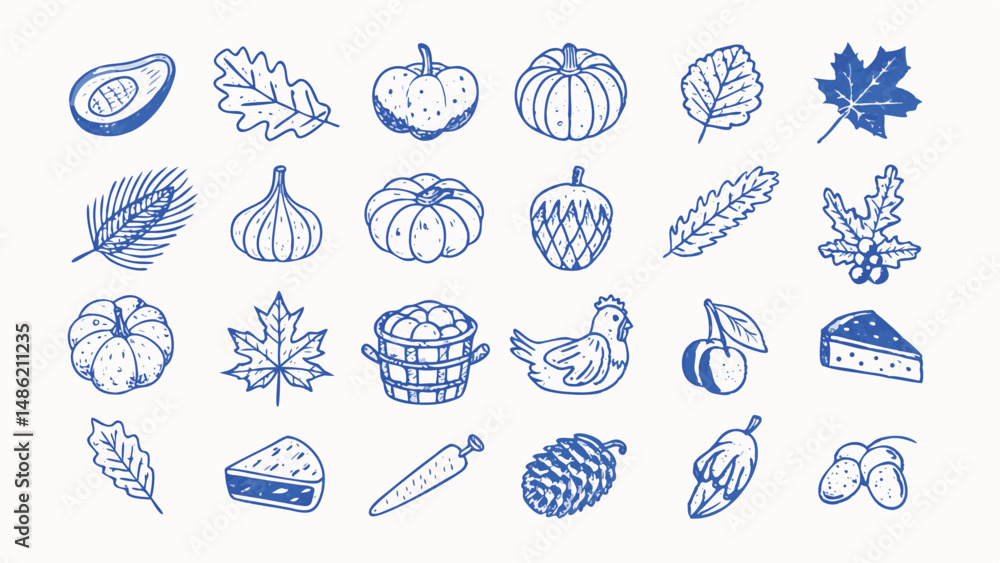 Hand drawn Autumn Harvest Icons A Collection of Fall themed Vector Illustrations for Thanksgiving and Holiday Designs Hand drawn Autumn Harvest Icons A Collection of Fall themed Vector Illustrations for Thanksgiving and Holiday Designs