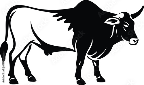 A majestic horned bull stands powerfully in monochrome, presenting a bold and strong image