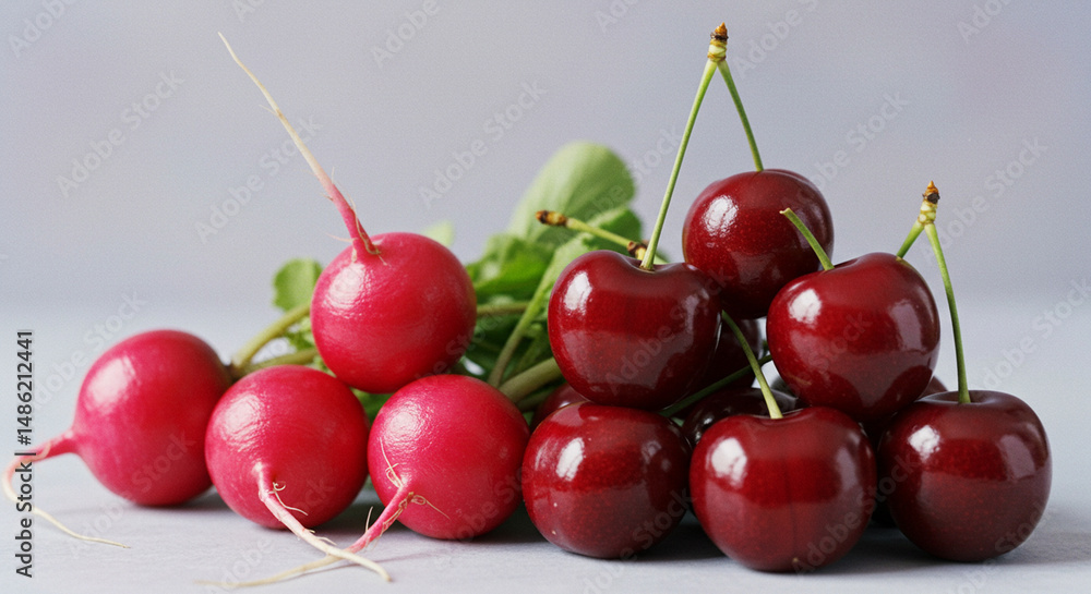 Close-Up of Fresh Red Cherries: Superfood Still Life Close-Up of Fresh Red Cherries: Superfood Still Life