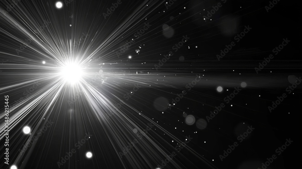 Obraz premium Vibrant Sun Flare with Bokeh Effect on Dark Background