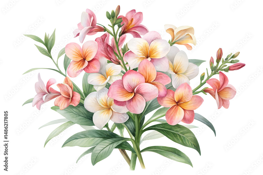 Watercolor Balsam Bouquet Isolated on Transparent Background Watercolor Balsam Bouquet Isolated on Transparent Background