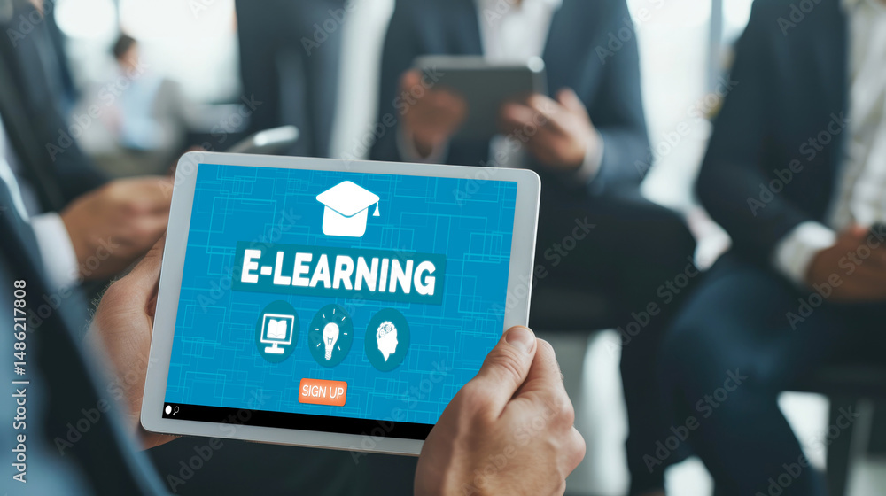 Fototapeta premium E-learning website with brisk sofware for student to study online on the internet network