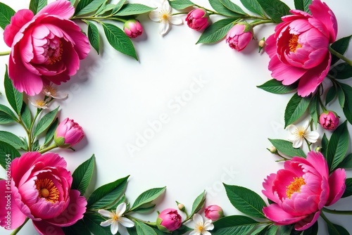 Wallpaper Mural Bold peony blooms, lush leaves, damask-inspired layout, red, bold Torontodigital.ca