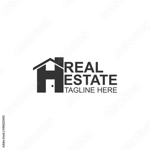 letter h logo design for real estate or residence with creative illustration