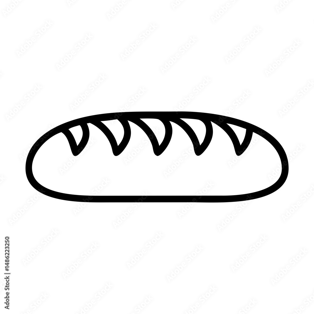 Baguette or Sub Roll Icon Cut in Half Representing Freshly Baked Bread and Sandwich Ingredient Baguette or Sub Roll Icon Cut in Half Representing Freshly Baked Bread and Sandwich Ingredient