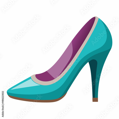Elegant Teal High Heel Pump with Purple Interior
