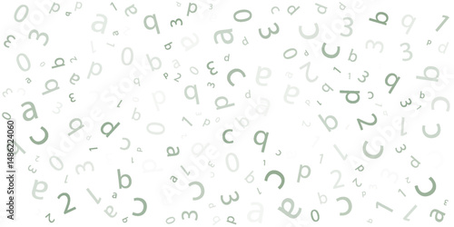 Black letter pattern on white background. Vector illustration for education design. Seamless pattern letters random flying. Alphabet book concept for grammar school. Letter wallpaper