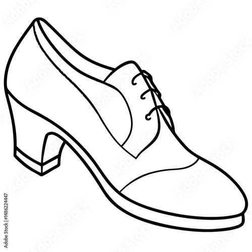 Line Drawing of a Womens Classic Lace Up Shoe
