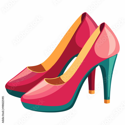 Pair of Stylish Pink High Heel Shoes Illustration