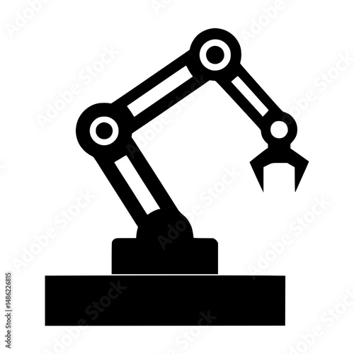 Industrial Robotic Arm Icon for Automation, Engineering, Factory Technology, Smart Manufacturing, Robotics Design, CNC Machine Tools, AI Systems, and Tech Presentations