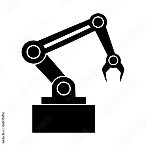 Industrial Robotic Arm Icon for Automation, Engineering, Factory Technology, Smart Manufacturing, Robotics Design, CNC Machine Tools, AI Systems, and Tech Presentations