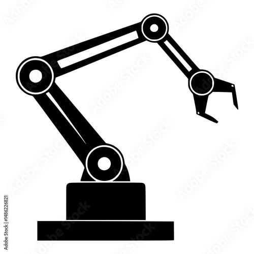 Industrial Robotic Arm Icon for Automation, Engineering, Factory Technology, Smart Manufacturing, Robotics Design, CNC Machine Tools, AI Systems, and Tech Presentations