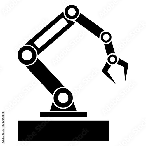 Industrial Robotic Arm Icon for Automation, Engineering, Factory Technology, Smart Manufacturing, Robotics Design, CNC Machine Tools, AI Systems, and Tech Presentations