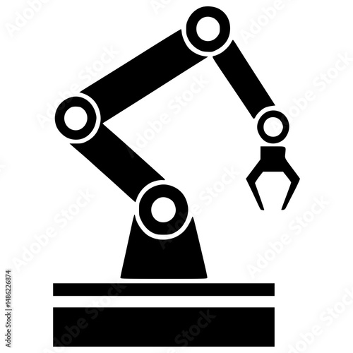 Industrial Robotic Arm Icon for Automation, Engineering, Factory Technology, Smart Manufacturing, Robotics Design, CNC Machine Tools, AI Systems, and Tech Presentations