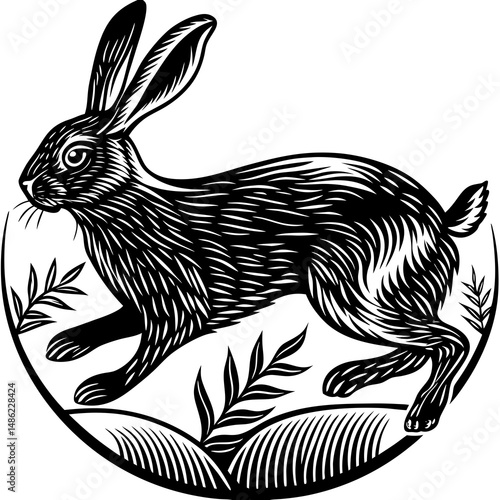black and white rabbit