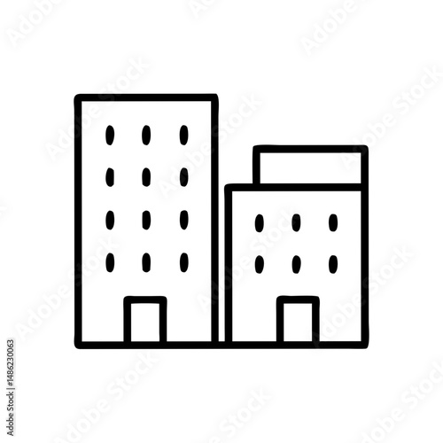 Multiple Story Building Icon Representing Urban Development and City Architecture