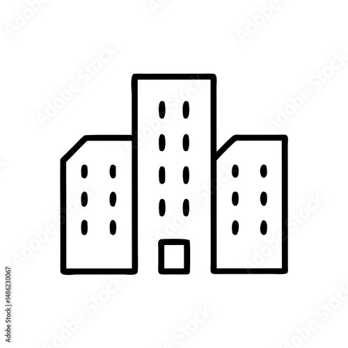 Multiple Story Building Icon Representing Urban Development and City Architecture