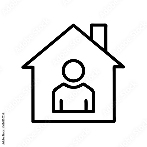 Person Inside House Icon Representing Home Occupant and Residential Living