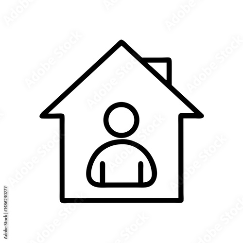Person Inside House Icon Representing Home Occupant and Residential Living