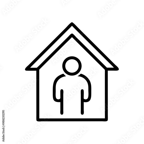 Person Inside House Icon Representing Home Occupant and Residential Living