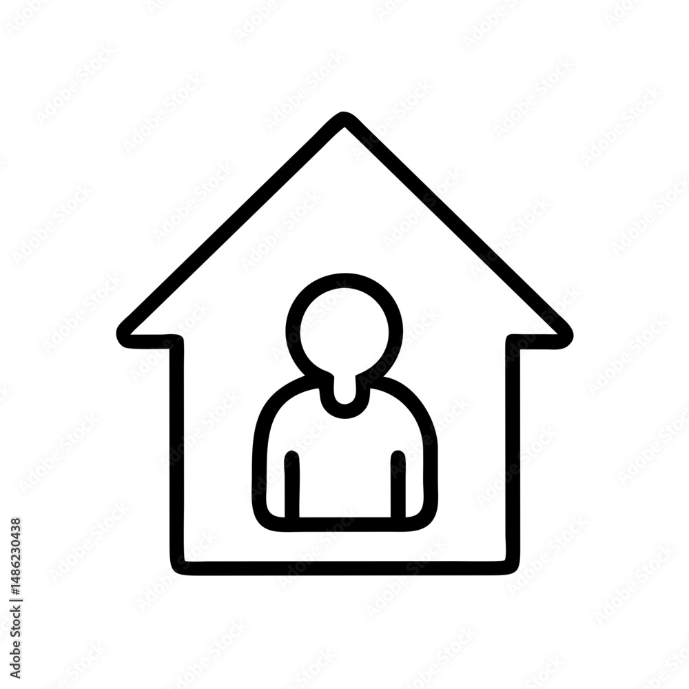 Person Inside House Icon Representing Home Residency and Property Occupancy Person Inside House Icon Representing Home Residency and Property Occupancy