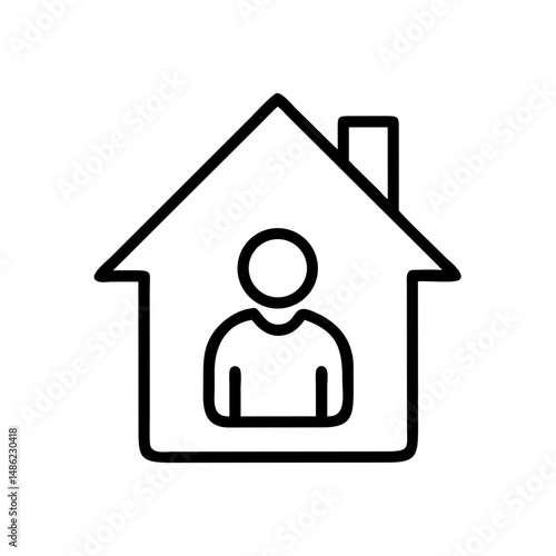 Person Inside House Icon Representing Home Residency and Property Occupancy