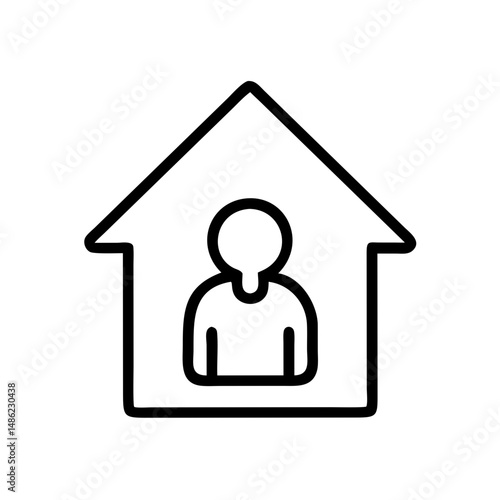 Person Inside House Icon Representing Home Residency and Property Occupancy