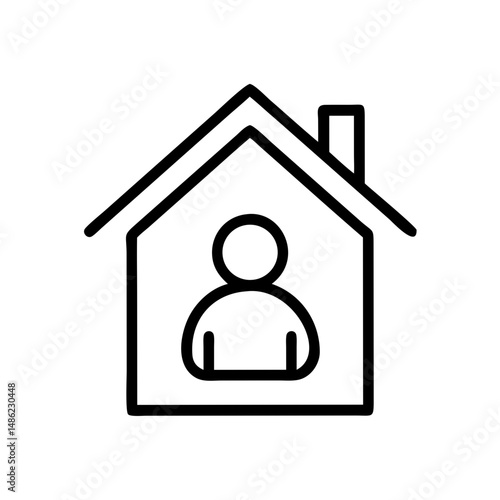 Person Inside House Icon Representing Home Residency and Property Occupancy
