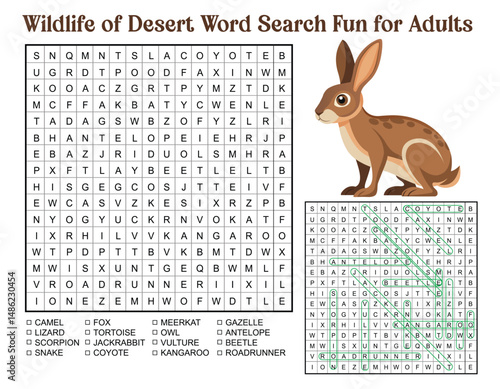 Wildlife of Desert Word Search Fun for Adults
