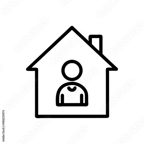 Person Inside House Icon Representing Home Residency and Property Occupancy