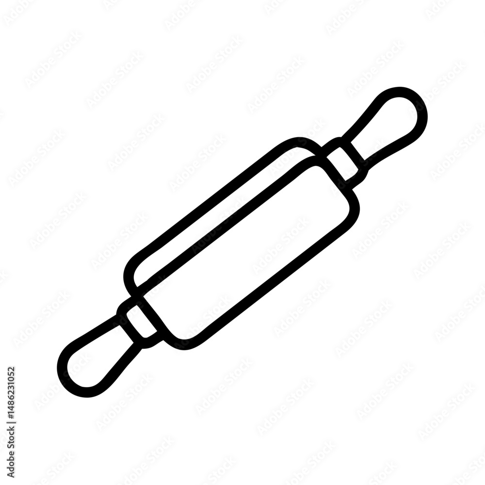 Rolling Pin Icon Representing Kitchen Tool for Baking and Dough Preparation Rolling Pin Icon Representing Kitchen Tool for Baking and Dough Preparation