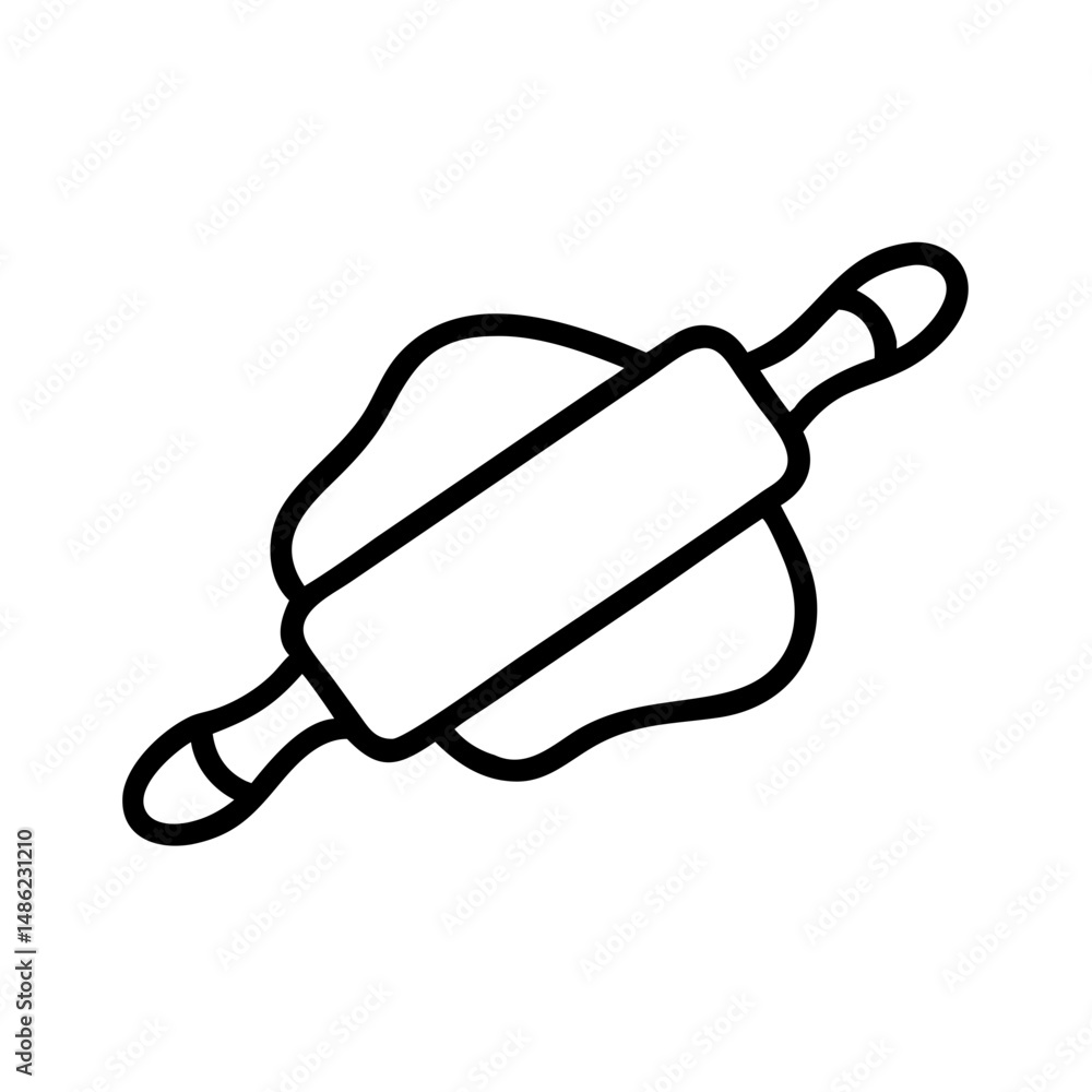 Obraz premium Rolling Pin with Dough Icon Representing Baking and Pastry Preparation