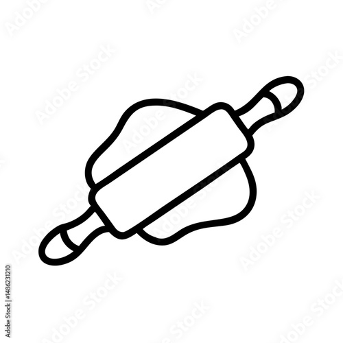 Rolling Pin with Dough Icon Representing Baking and Pastry Preparation