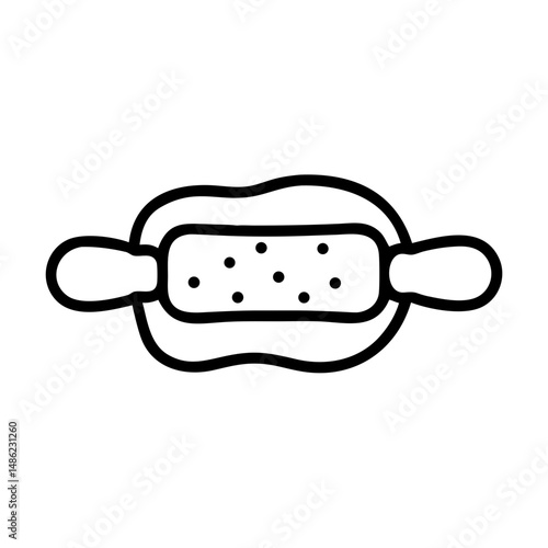 Rolling Pin with Dough Icon Representing Baking and Pastry Preparation