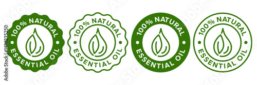 Essential oil drop icon for beauty and skincare natural product certificate label. Essential oils sticker logo for body lotion, cream and shampoo moisturizer, spa wellness fragrance.