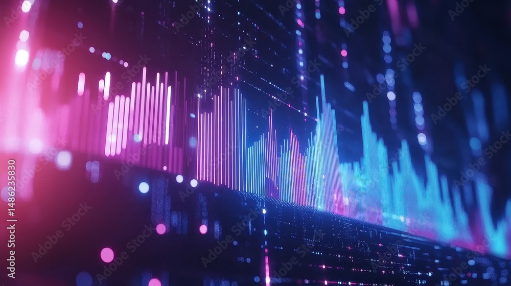 Digital stock market chart with step graph, rising bars representing investment growth, blue financial background, futuristic business analysis concept, economic trends visualization. Digital stock market chart with step graph, rising bars representing investment growth, blue financial background, futuristic business analysis concept, economic trends visualization.