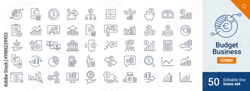 Budget icons Pixel perfect. Money, economy, diagram, ....	
