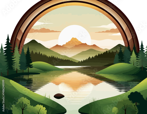 tranquil-lake-landscape-illustration-with-mountains-trees-and-sunset-serene-nature-scene-vector-art-peaceful-outdoors-graphic