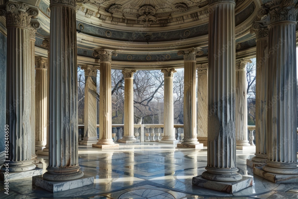 Obraz premium Ionic marble columns architecture cityscape building.