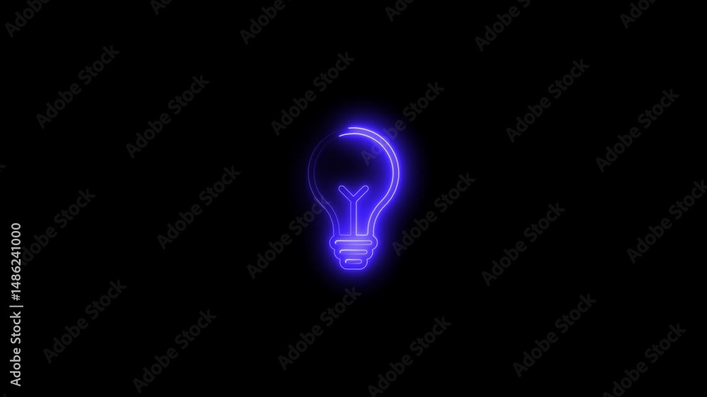 Glowing lightbulb animation on black background for innovation and creative ideas Glowing lightbulb animation on black background for innovation and creative ideas