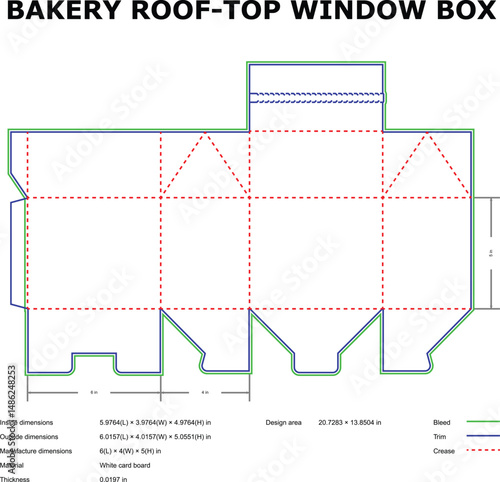Bakery Rooftop Window Box Design Template Diagram Packaging