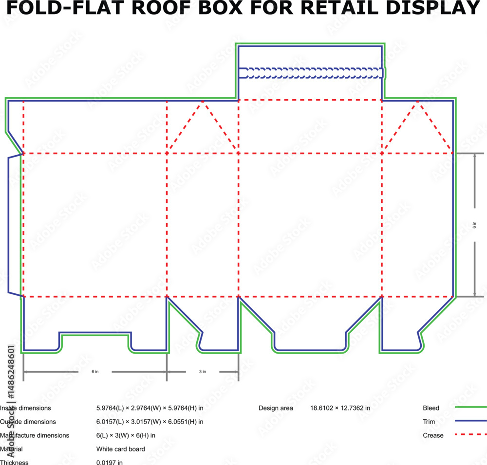 FoldFlat Roof Retail Display Box Packaging Design Template FoldFlat Roof Retail Display Box Packaging Design Template