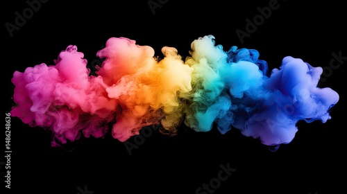 A vibrant abstract composition featuring swirling wisps of smoke in hues of blue and red, set against a deep black background.