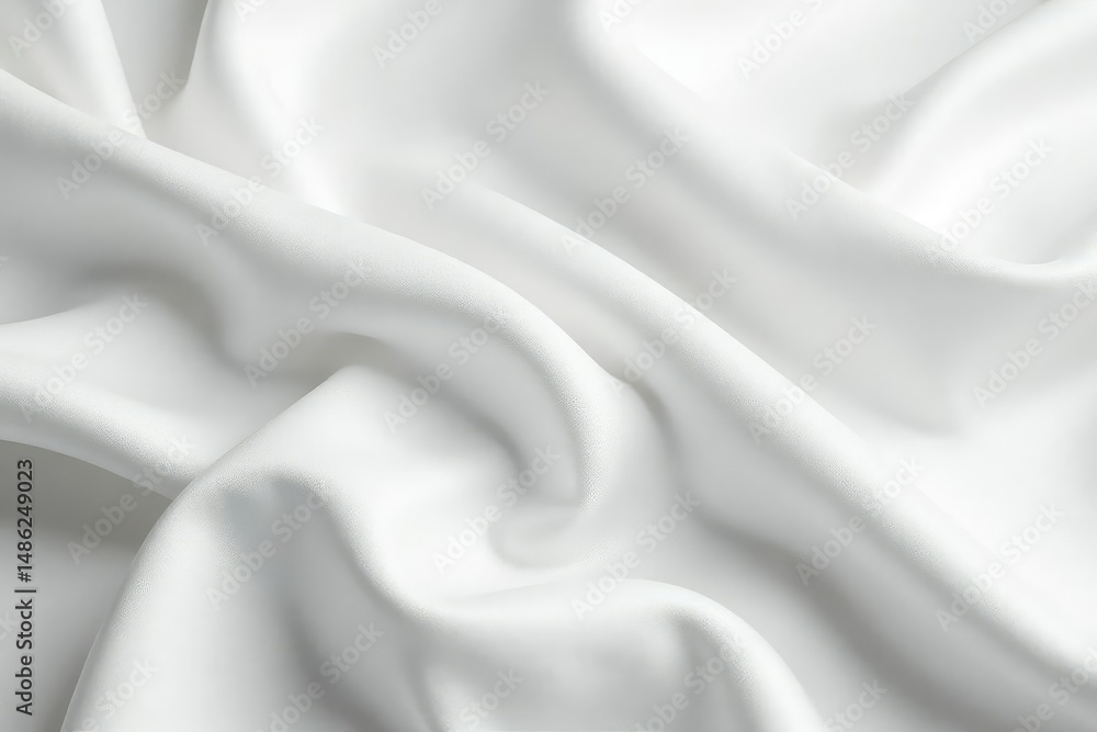 Obraz premium Close-up shot of luxurious, flowing silk fabric in pristine white, exhibiting exquisite texture and drape, perfect for fashion design inspiration , smooth, luxury, crisp