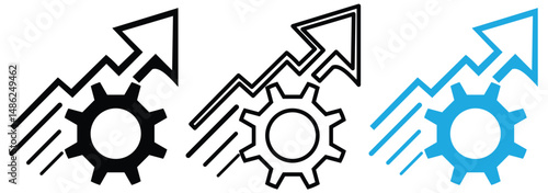 vector icon an upward-pointing graph arrow seamlessly integrated with a gear growth and improvement icon symbol increase icon EPS 10