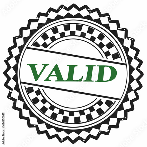 Green valid stamp in silhouette vector illustration