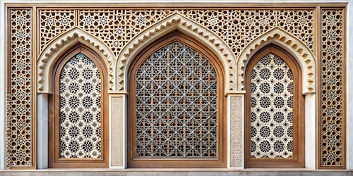 front view muslim square ornamentle window, without shadows generate ai	
