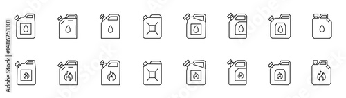 Gas Can Set Icons – Fuel Tank Symbol, Gas Gallon Vector Illustration