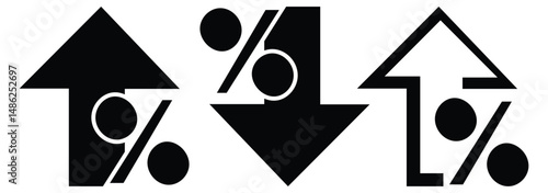 Growing bar icon set. Business graphs and charts icons. Statistics and analytics vector icon. Statistic and data, charts diagrams, money, down or up arrow. Vector EPS 10