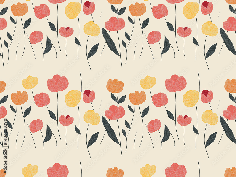 Fototapeta premium Painterly petals and leaves